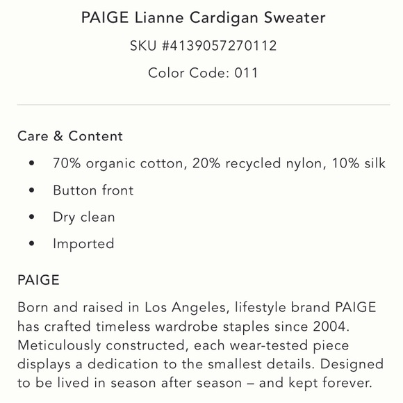 NWT Anthropologie x PAIGE Lianne Cardigan Sweater - Picture 6 of 9